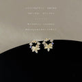 Gold CZ Bow Heart Pearl Leaf Cat Eye Stud Drop Earrings view 11