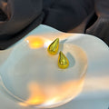 Polished Gold and Silver Teardrop Metal Stud Earrings view 2