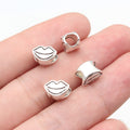9.3x6.7x6.2mm 0.8g Antique Silver Zinc Alloy Lips Large Hole Spacer Beads for DIY Bracelet Jewelry Making