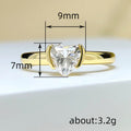 Gold Tone Heart Cut Clear Crystal Solitaire Ring Sizes 6-10 view 4