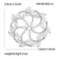 Hollow Flower Wreath Zircon Brooch Gold and Silver view 5