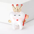 Crowned Tooth Character Enamel Brooch With Tiny Toothbrush view 7
