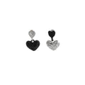 Mismatched Black and Silver Sculpted Heart Stud Earrings view 5