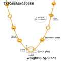 Gold Steel Ball Station Czech Glass Pendant Necklace Colors view 6