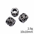 Antique Silver Star Pattern Bead With Large Stringing Hole view 3