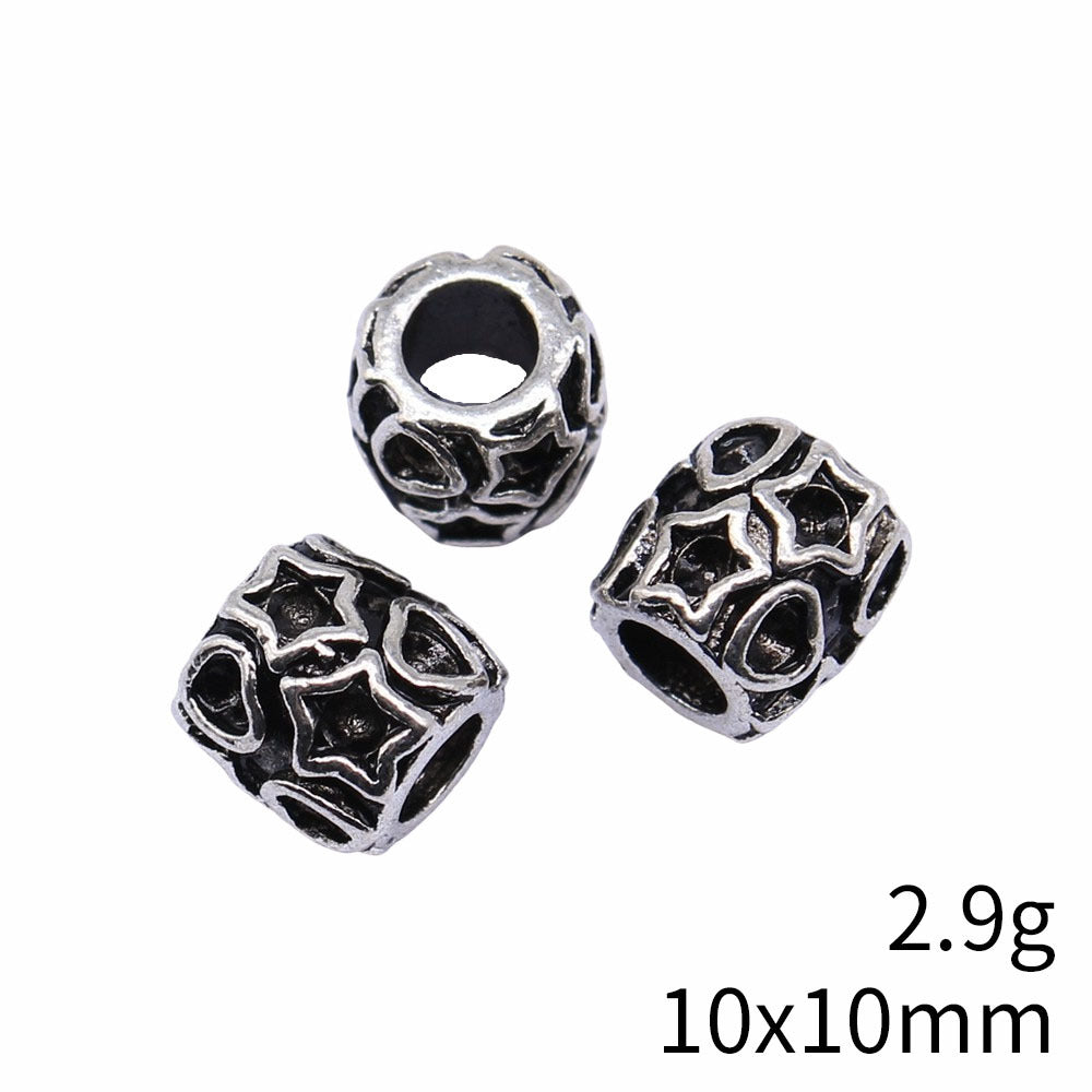 9.9x9.9x9.8mm 2.7g Antique Silver Zinc Alloy Large Hole Round Loose Metal Beads for DIY Bracelet Jewelry