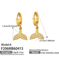 Crystal Whale Tail Hoop Earrings in Gold and Silver Tone view 6