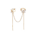 Butterfly Pearl Look Ear Cuffs with Fine Chain Tassels view 5