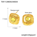 Green Glass Square Stud Earrings And Open Disc Rings view 6