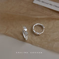 Silver Tone Mini Flower Detail Huggie Hoop Earrings For Women view 4