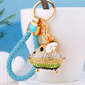 Gradient Crystal Winged Pig Keychains in Plain and Braided Loop Options view 10