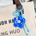 Embroidered Padded Flower Charm Keychain With Beaded Wrist Strap view 2