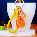 Double Orange Slice Keychains with Plain Heart Cord and Loose Loop Options view 9
