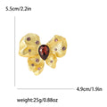 Matte Gold Butterfly Brooch Teardrop Purple Crystal Accent Pin view 4