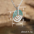 Silver Tone Concentric Circle Pendant Necklace with Turquoise Enamel view 4