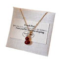 Gold Tone Gourd Pendant Necklace With Colored Inlay view 5