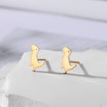 Gold and Silver Tone Small Dinosaur Stud Earring Pairs view 2