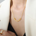 Gold Antler Branch V Pendant Necklace Fine Cable Chain view 4