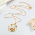 Gold Tone Open Hand Outline Evil Eye Pendant Necklaces in Six Colors view 4