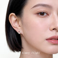 Gold Tone Clear Stone Open Rounded Square Stud Earrings For Women view 2
