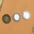 Oval Chain-Edge Cabochon Settings in Four Metal Finishes view 1