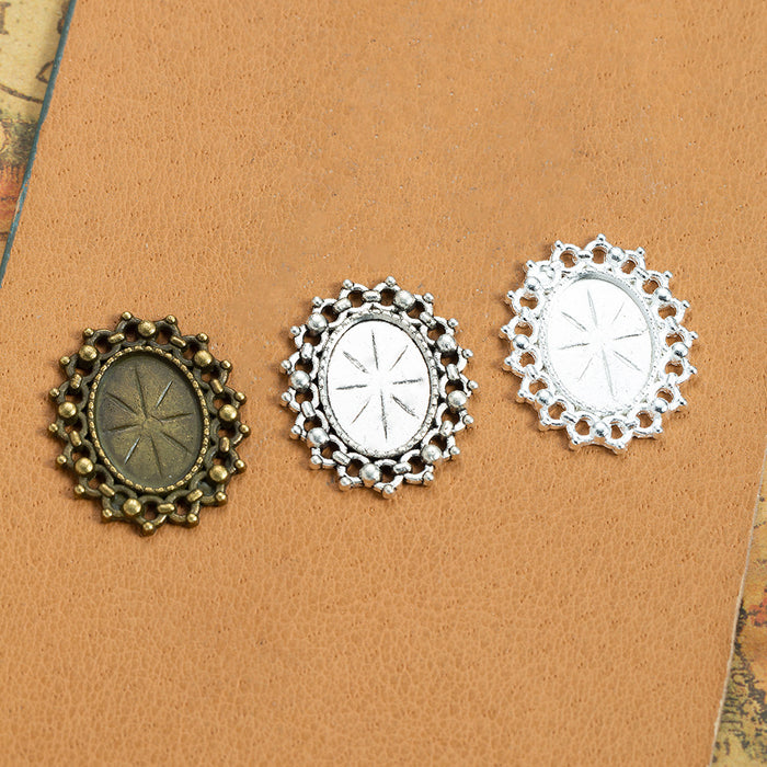 Vintage 10x14mm Oval Pendant Tray with Chain Edge