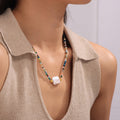 Multicolor Natural Stone Baroque Pearl Bead Necklace Gold Accents view 1
