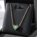 Gold Tone Heart Enamel Evil Eye Pendant Necklaces in Seven Colors view 5