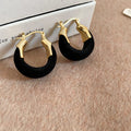 Flocked Crescent Hoop Earrings In Four Patterns Matching Jewelry Pair view 6