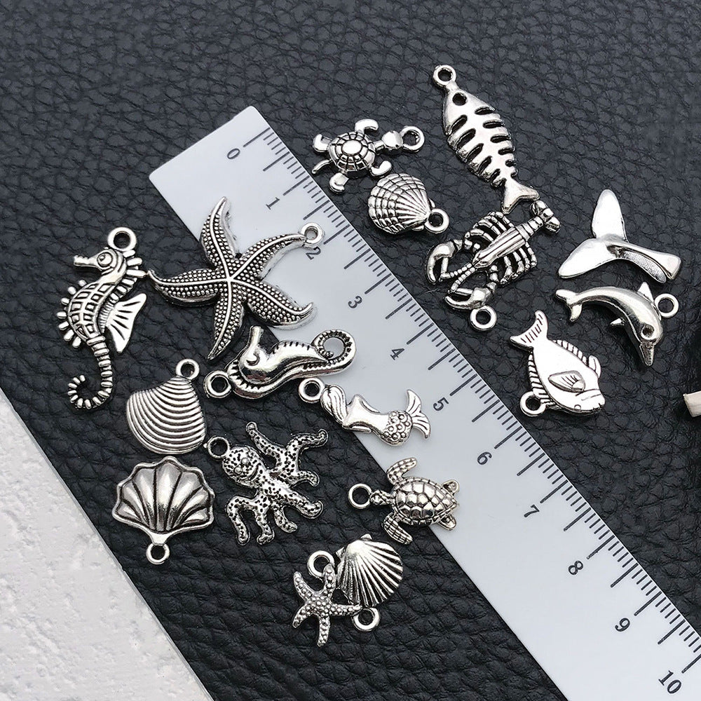 Antique Zinc Alloy Seahorse Starfish Turtle Charm Pendant for Bracelet Jewelry