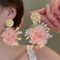 Pink Floral Drop and Stud Earrings in Sixteen Styles view 12