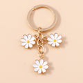 Enamel Daisy Flower Keychain with Three Charms on Split Key Ring view 10
