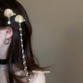 Metal Seashell Duckbill Hair Clips Pearl Drop or Chain Four view 3
