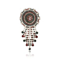Round Crystal Medallion Fringe Brooch in Multicolor Gold view 1