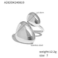 Open Dual Pebble Smooth Metal Rings Gold Steel Two-Tone view 7