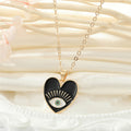 Gold Tone Colorful Enamel Heart Evil Eye Pendant Necklaces view 10