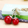 Jeweled Twin Cherry Keychains with Plain or Braided Hardware view 2