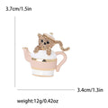 Enamel Bear in Teacup Brooch in Black and Brown for Jackets and Scarves view 4