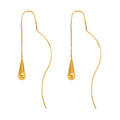Gold Tone Teardrop Threader Drop Earrings Long Chain Tassel Pair view 5