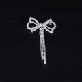 Crystal Bow Brooch With Two Long Chain Fringe Strands view 4