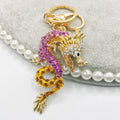 Rhinestone Chinese Dragon Keychain Metal Zodiac Bag Charm view 9
