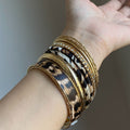 Gold Metal Leopard Print Bangle Stack Bracelet 10 Piece Set view 2