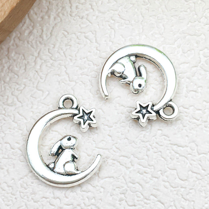Enamel Zinc Alloy Mid Autumn Moon Rabbit Lantern Wreath Charm Pendant for Keychains
