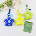 Puffy Fabric Flower Keychain with Acrylic Chain Heart Tag view 2