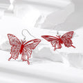 Silver Tone Oversized Openwork Butterfly Hook Earrings view 3