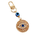 Gold-Tone Evil Eye Bead Keychain With Rhinestone Charm Pendant view 5