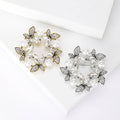 Floral Wreath Brooch with Faux Pearls and Crystal Leaves view 1
