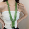 Long Multistrand Glass Bead Tassel Necklaces in Four Colors view 3