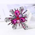 Purple Pink Silver Tone Pink Crystal Burst Metal Brooch Pin view 3
