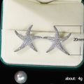 Silver-Tone Pavé Crystal Starfish Stud Earrings Jewelry view 5